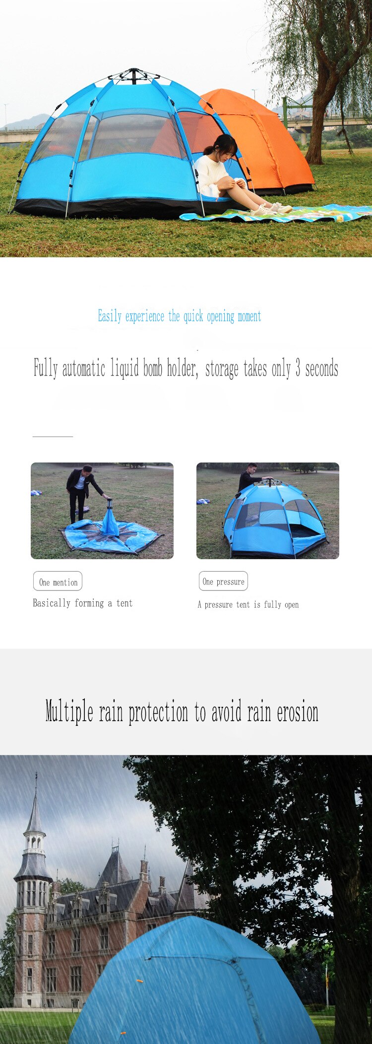 Cheap Goat Tents Automatic multi person double layer 5 8 people hexagonal tent outdoor camping camping rain tent Tents 